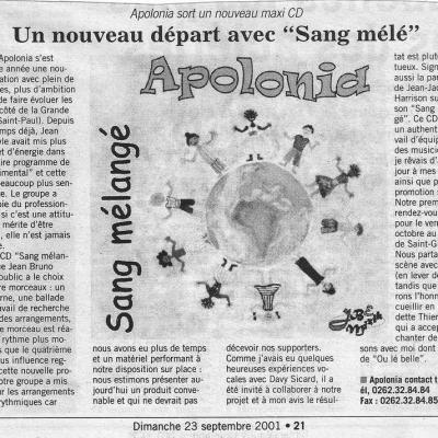 Le Journal de l'Ile - 23 septembre 2001