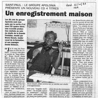 Le Journal de l'Ile - 12 octobre 2001